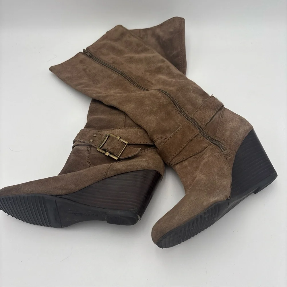 BCBGeneration Brown Suede Wedge Boots‎